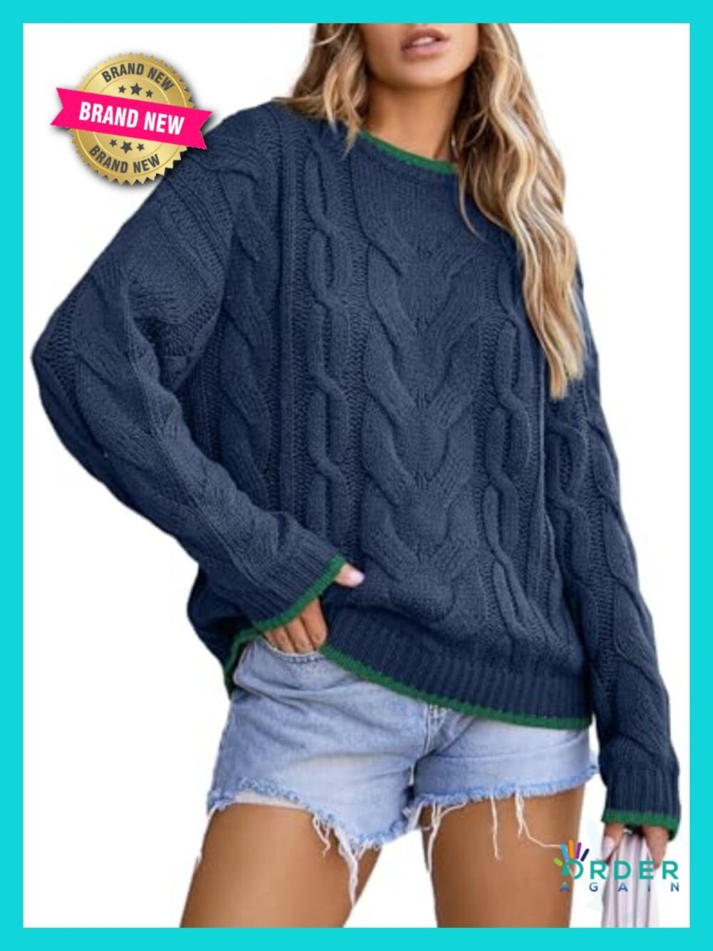 EVALESS Womens Cable Knit Chunky Pullover Sweater Crewneck Long Sleeve